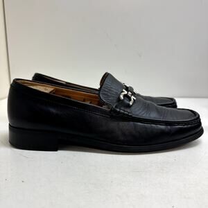 VTG VERY GOOD Pierre Cardin Ferro Horse Bit Black Leather Loafers UK 9 / US 10
